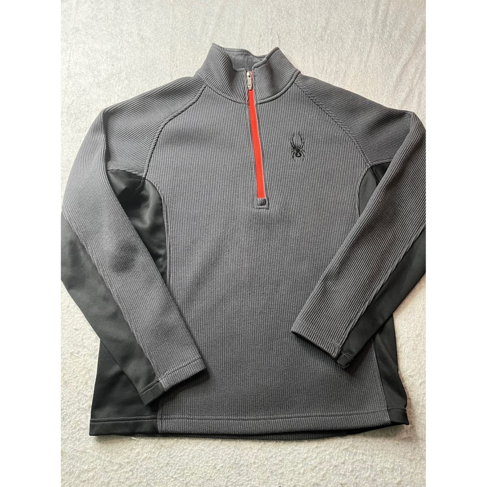 Spyder Men's Gray Black 1/4 Zip Core Sweater Pullover Athletic Size M